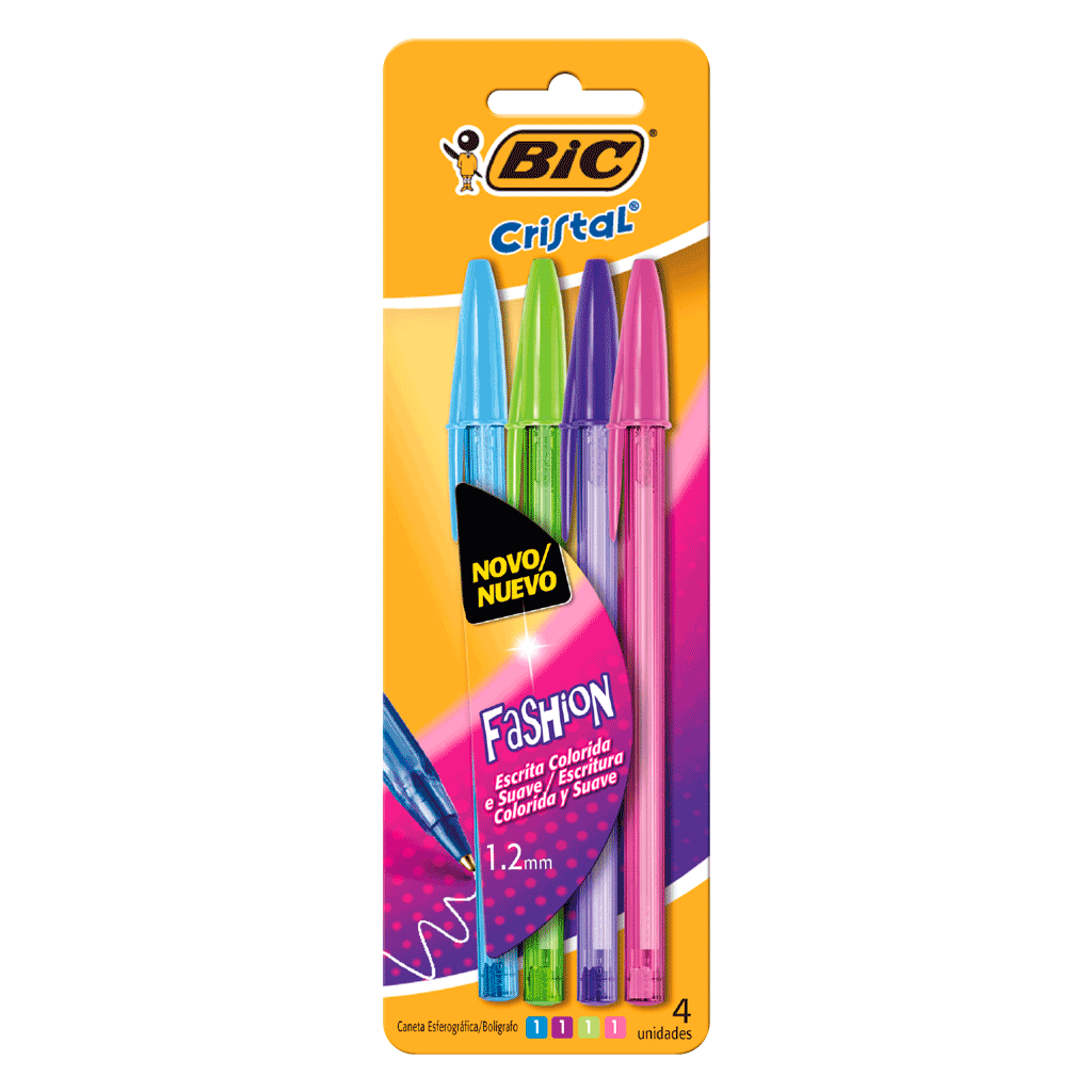 Caneta Esferográfica Bic Shimmers 1.0mm Colors com 4 Unidades