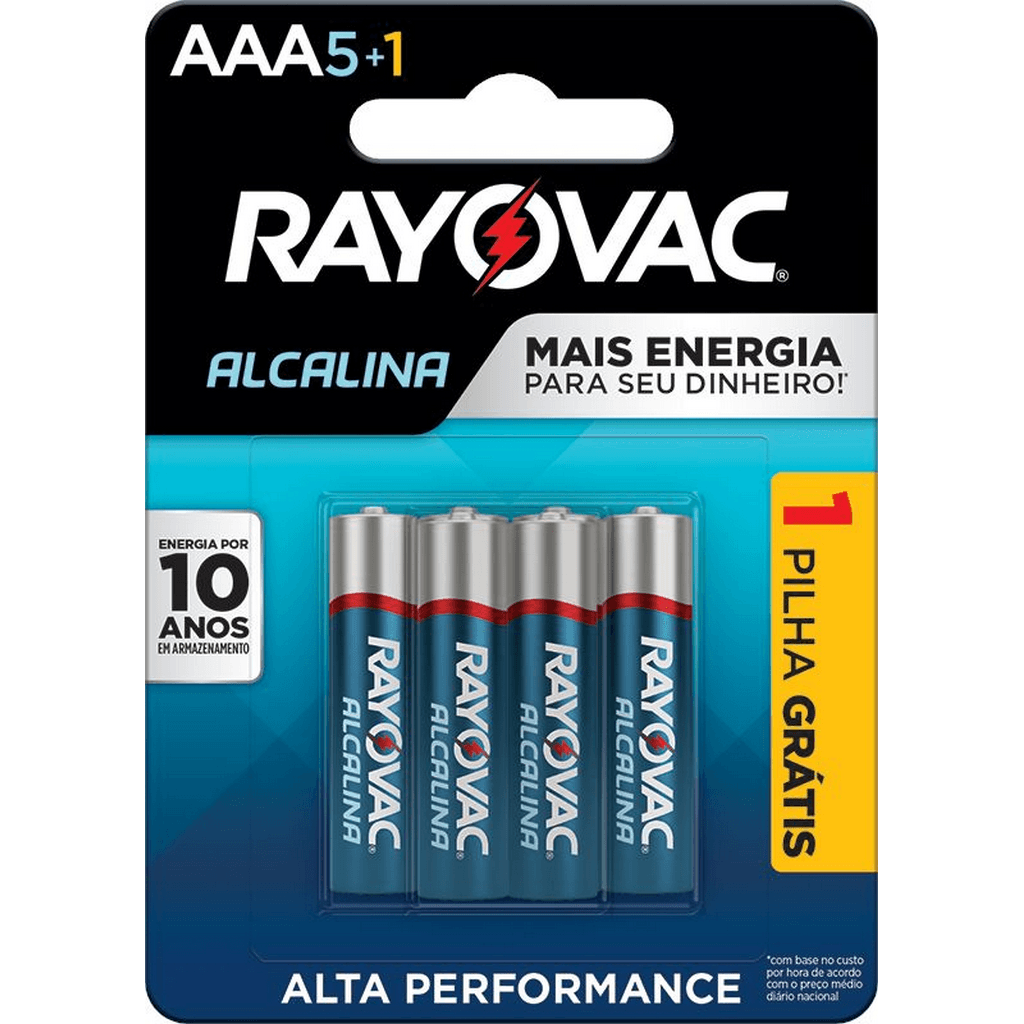 Pilha Rayovac Alcalina Palito AAA6 Leve 6 Pague 4 Unid