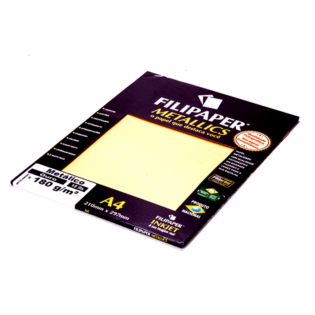 PAPEL FILIPAPER METALICO 180GRS A4 15FLS OURO R.01100