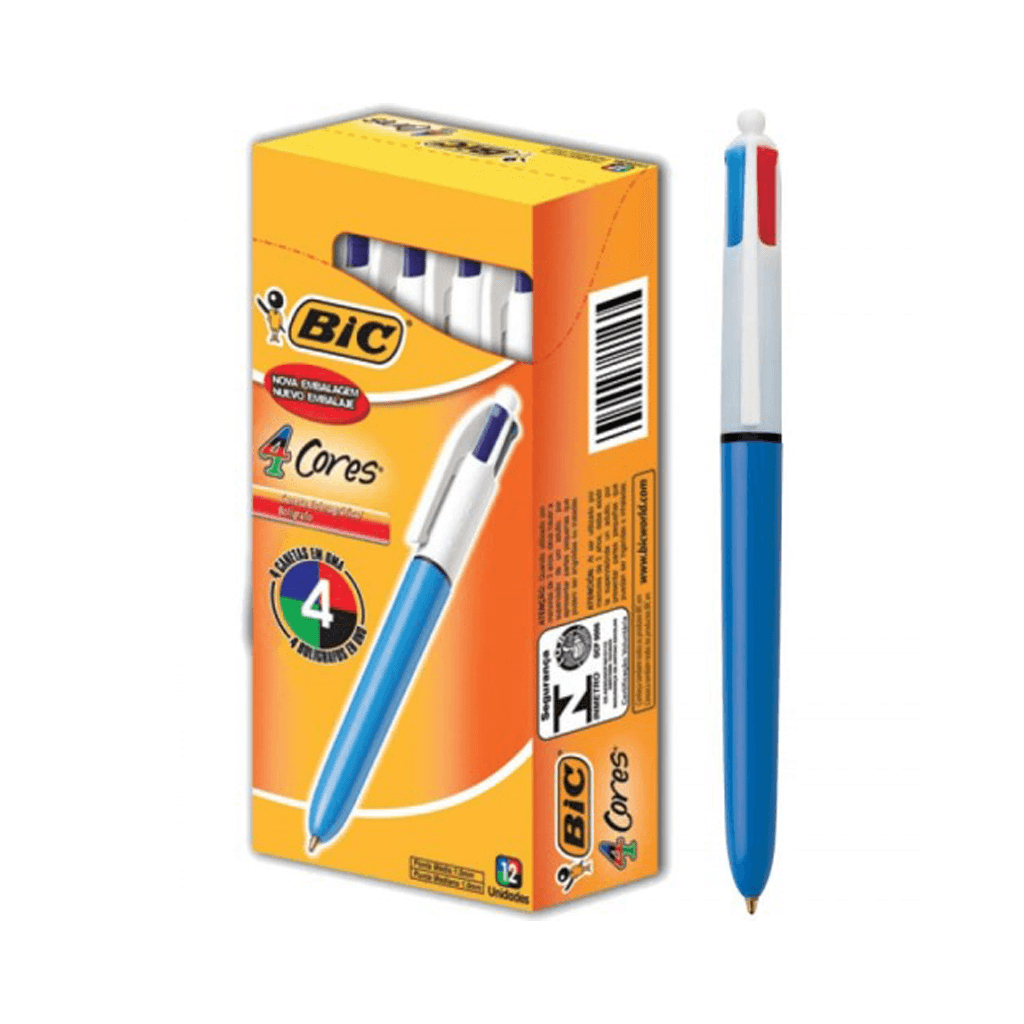 Caneta Esferográfica Retrátil BIC 4 Cores Ponta Média 1.0mm CX/12