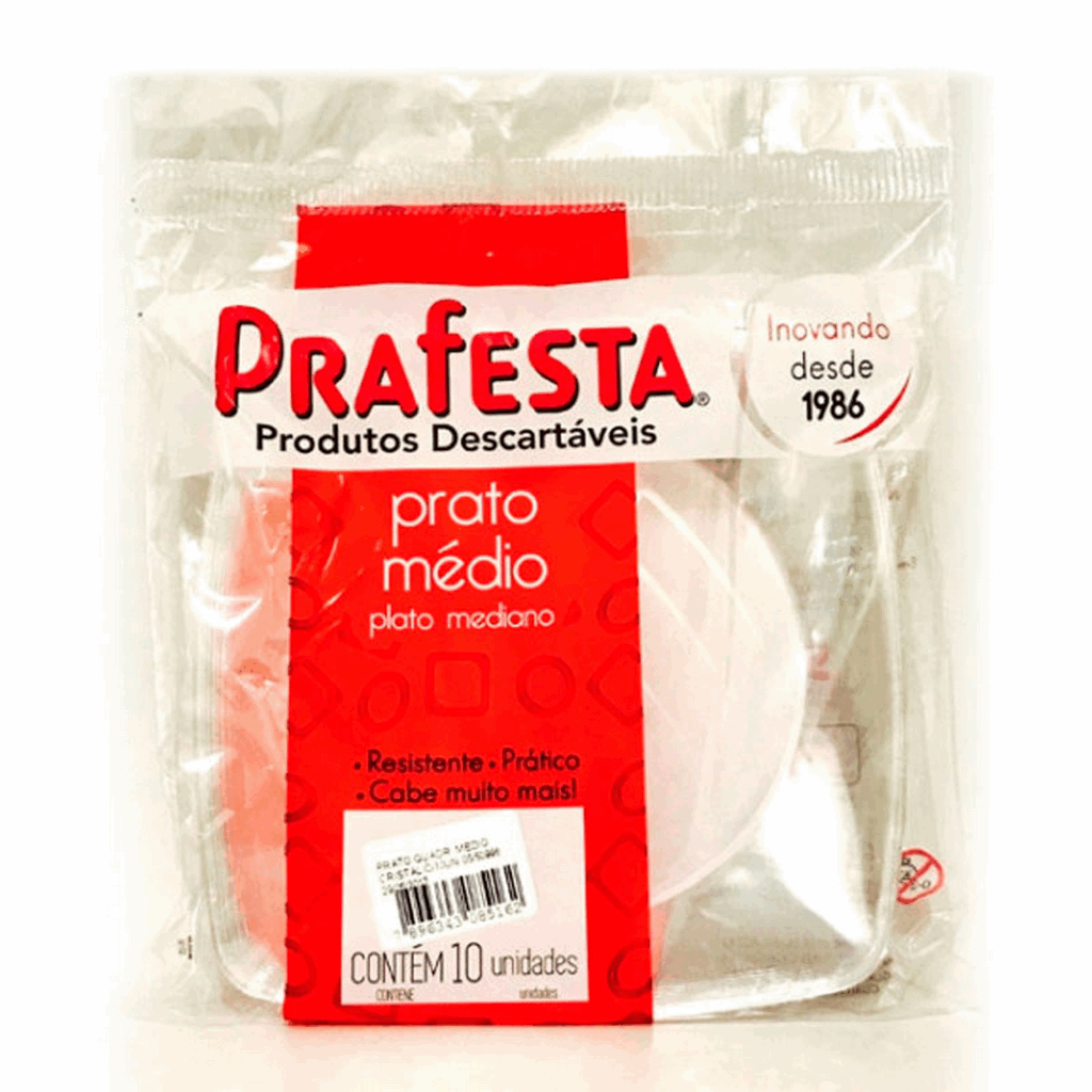 Prato Quadrado Cristal 15CM 10 Unidades 8516 PRAFESTA