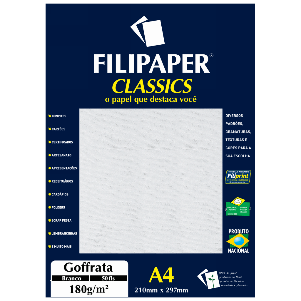PAPEL FILIPAPER GOFFRATA 180GRS BRANCO R.951