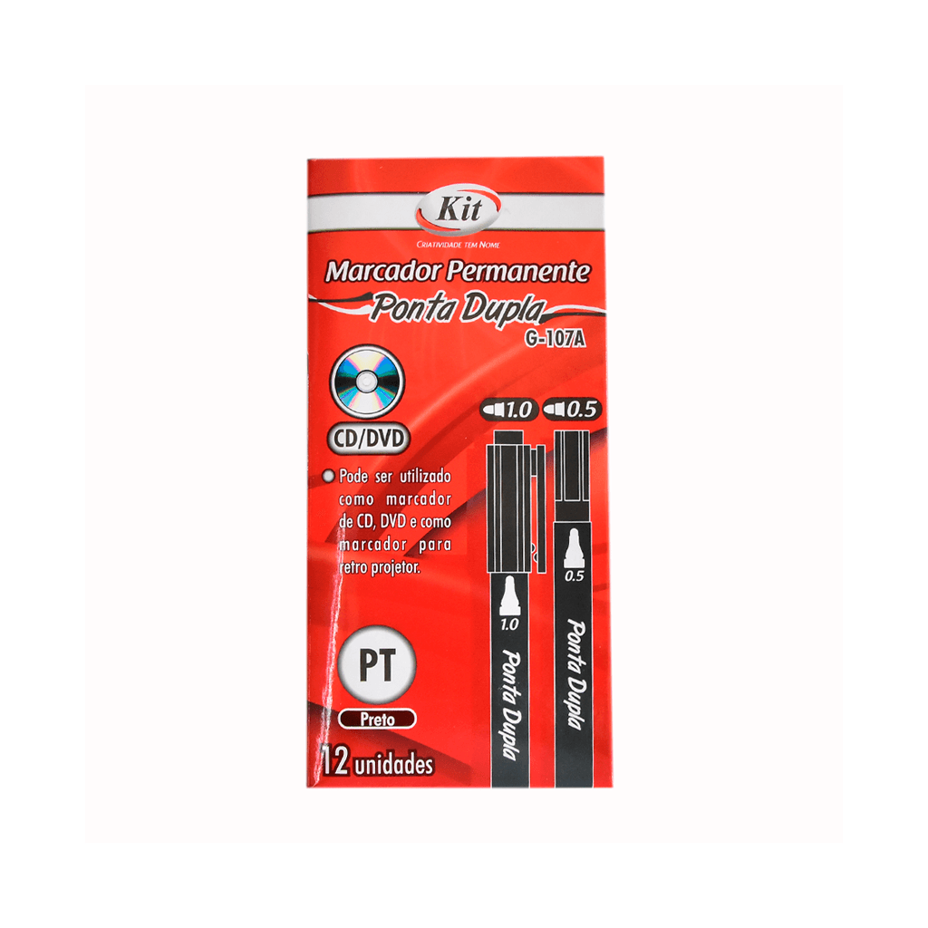 MARCADOR PERMANENTE DUAS PONTAS G-107A PRETO