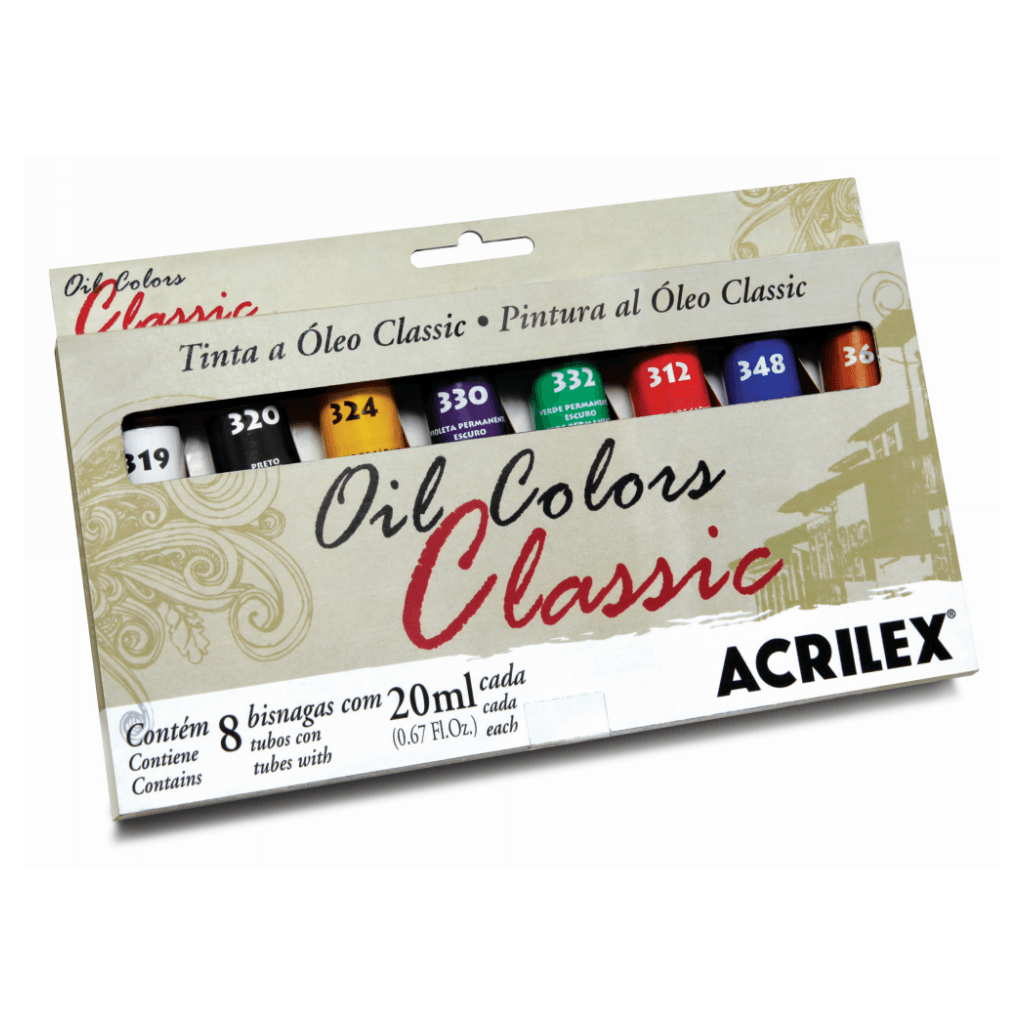 TINTA OLEO P/TELA ESTOJO C/8 CORES 20ML REF.14108