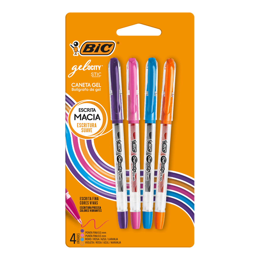 Caneta Bic Gelocity Stic Color com 4un