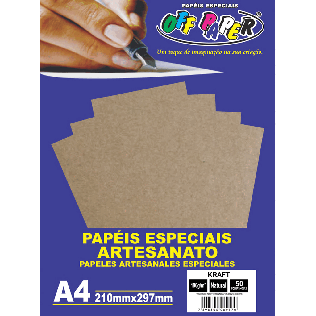 Papel Kraft Natural A4 50 Folhas Off Paper 180g 00475