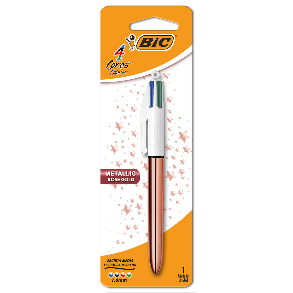 Caneta Bic 4 Cores Metallic Rose Gold 1un