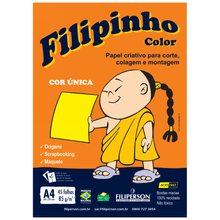 PAPEL FILIPINHO COLOR A4 45FLS 85GR AMARELO R.01043