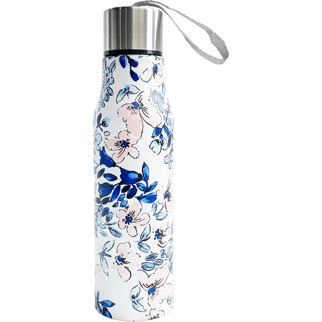 GARRAFA ALUMINIO ADESIVADA 700ML R.G093-700SS FLORAL AZUL