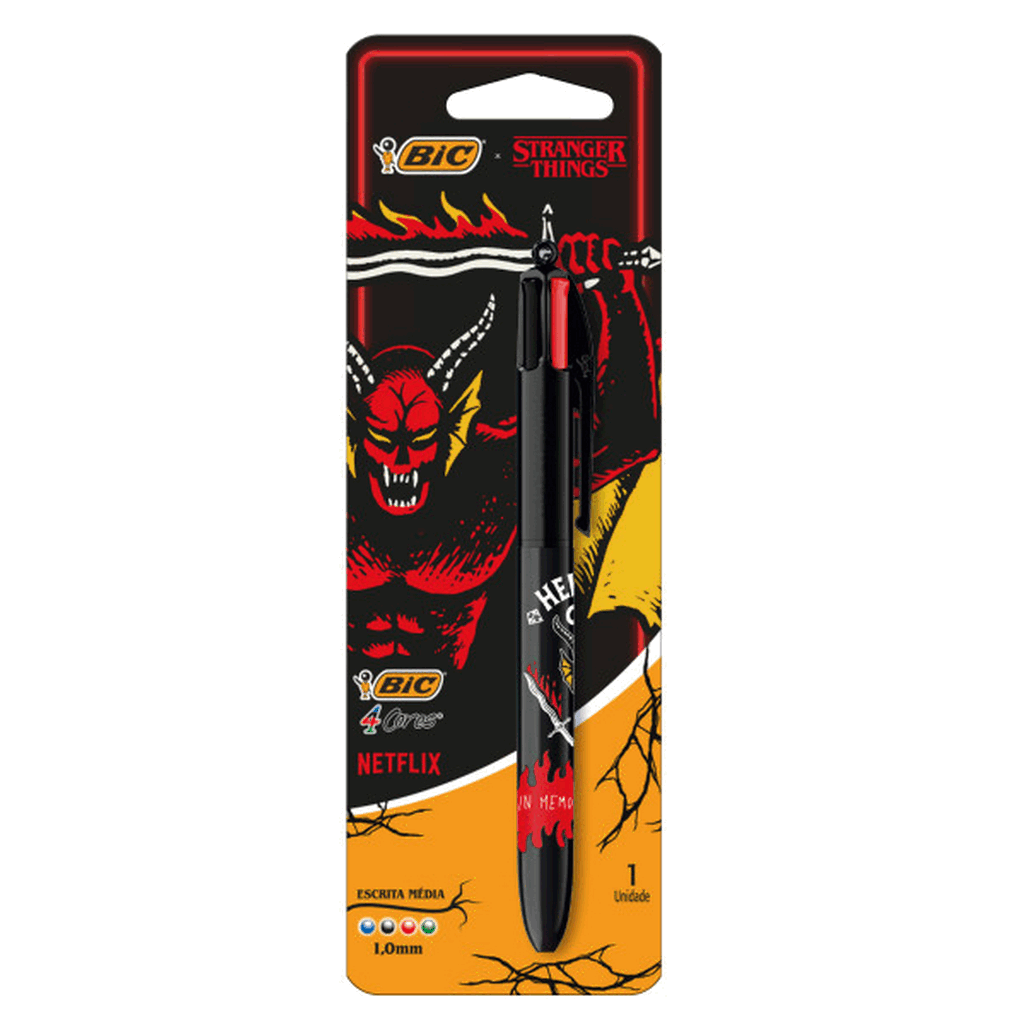 Caneta Bic Retrátil Stranger Fight Hellfire 4Cores 1un