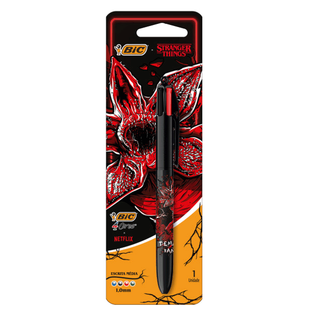 Caneta Bic Retratil Stranger Fight Demo 4 cores 1un