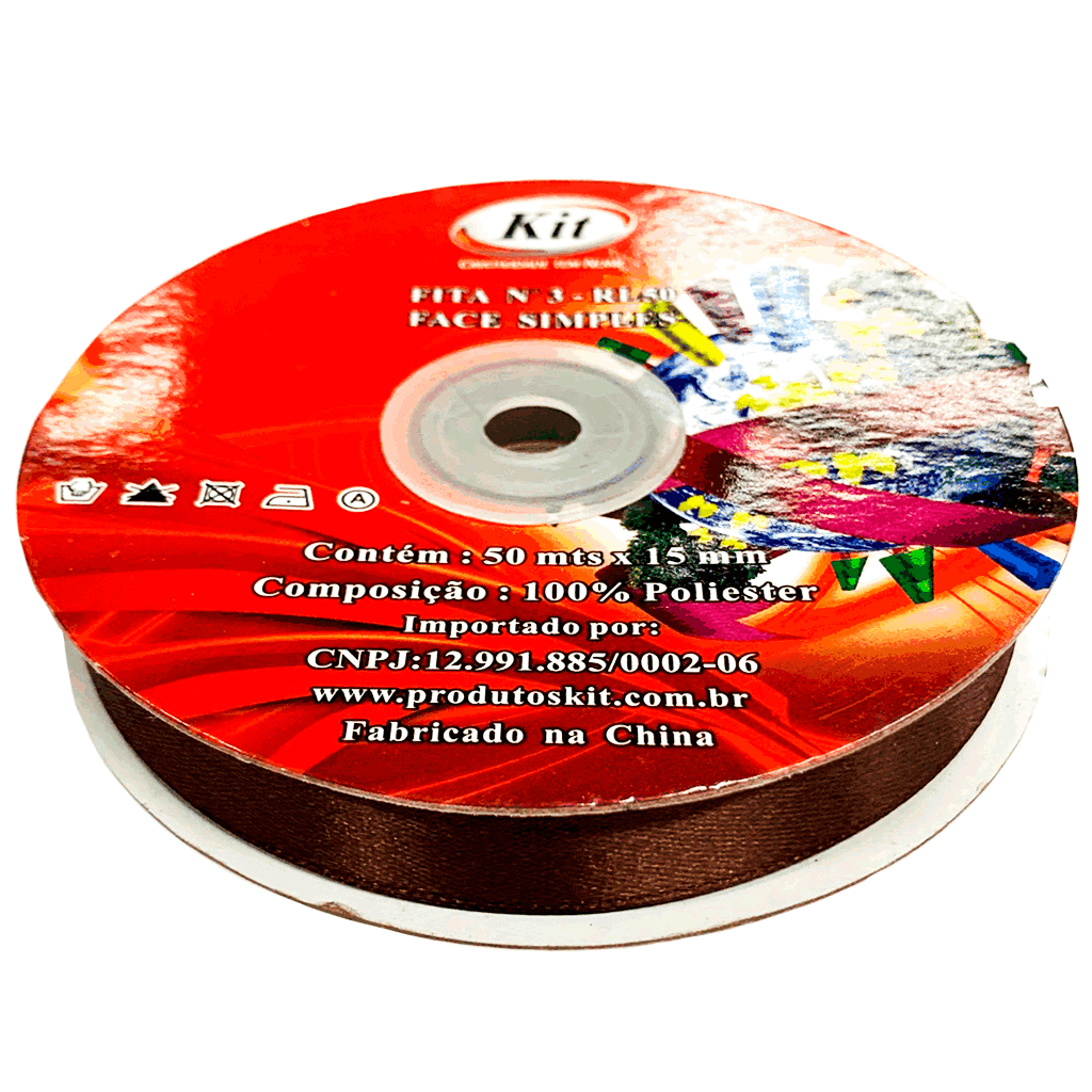 Encontraproduto.com.br - FITA CETIM  50MTS N.03  15MM  32 MARROM