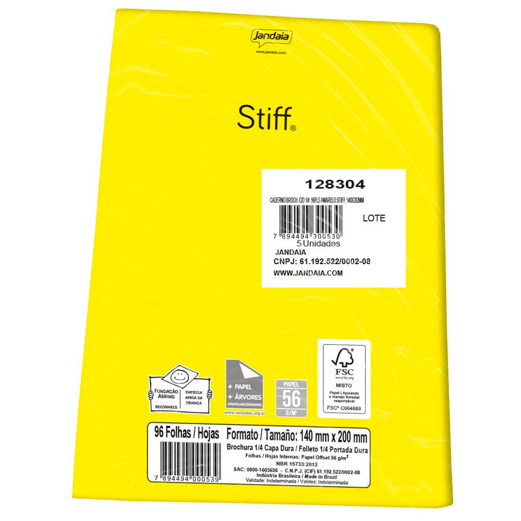 CADERNO BROCH. C/D 1/4 96FLS STIFF AMARELO 140X202MM - Lojas Caçula